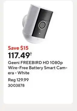 Staples Geeni FREEBIRD HD 1080p Wire-Free Battery Smart Camera - White offer