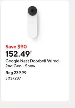 Staples Google Nest Doorbell Wired - 2nd Gen - Snow offer