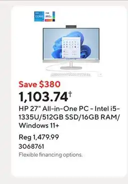 Staples HP 27 All-in-One PC - Intel i5-1335U/512GB SSD/16GB RAM/Windows 11+ offer