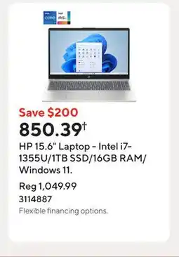 Staples HP 15.6 Laptop - Intel i7-1355U/1TB SSD/16GB RAM/Windows 11 offer