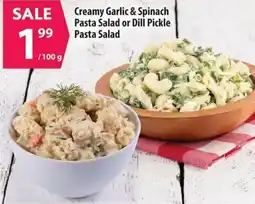 Co-op Creamy garlic & spinach pasta salad or dill pickle pasta salad offer