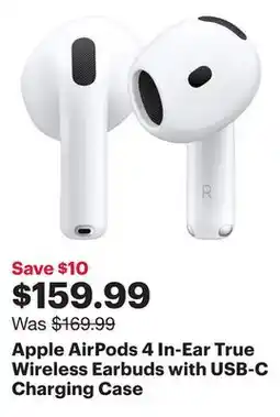 Best Buy Apple AirPods 4 In-Ear True Wireless Earbuds with USB-C Charging Case offer