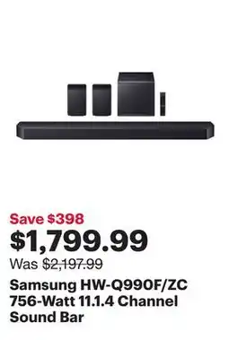 Best Buy Samsung HW-Q990F/ZC 756-Watt 11.1.4 Channel Sound Bar offer