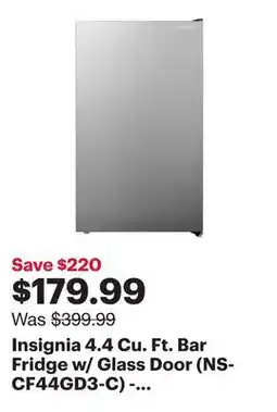 Best Buy Insignia 4.4 Cu. Ft. Bar Fridge w/ Glass Door (NS-CF44GD3-C) - Graphite Silver - Only at Best Buy offer
