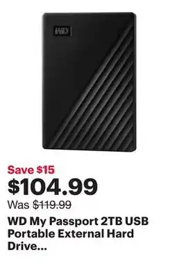 Best Buy WD My Passport 2TB USB Portable External Hard Drive (WDBYVG0020BBK-WESN) - Black offer