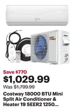 Best Buy Costway 18000 BTU Mini Split Air Conditioner & Heater 19 SEER2 1250 Sq. Ft Coverage offer