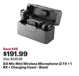 Best Buy DJI Mic Mini Wireless Microphone (2 TX + 1 RX + Charging Case) - Black offer