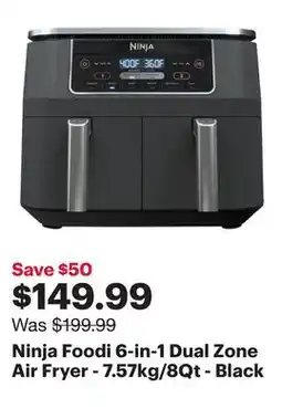 Best Buy Ninja Foodi 6-in-1 Dual Zone Air Fryer - 7.57kg/8Qt - Black offer