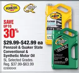 PartSource Pennzoil & Quaker State Conventional & Synthetic Motor Oil offer