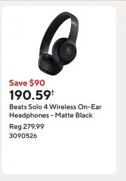 Staples Beats Solo 4 Wireless On-Ear Headphones - Matte Black offer