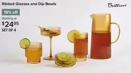 Linen Chest Brilliant Ribbed Glasses and Dip Bowls offer