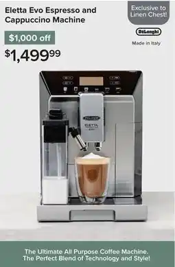 Linen Chest Eletta Evo Espresso and Cappuccino Machine offer