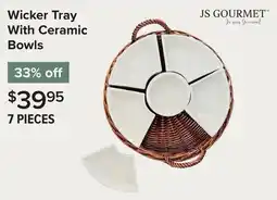 Linen Chest Wicker Tray With Ceramic Bowls offer