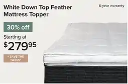 Linen Chest White Down Top Feather Mattress Topper offer