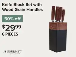 Linen Chest JS GOURMET Knife Block Set with Wood Grain Handles offer