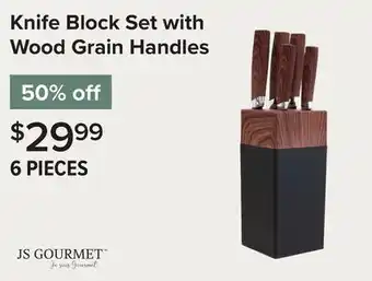 Linen Chest JS GOURMET Knife Block Set with Wood Grain Handles offer