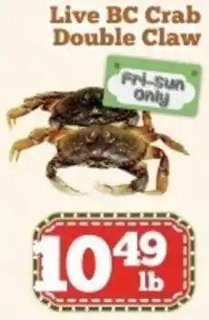 Nations Fresh Foods Live BC Crab Double Claw offer