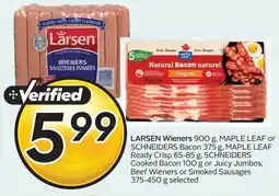 Sobeys Larsen wieners , maple leaf or schneiders bacon offer