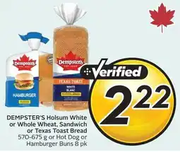 Sobeys Dempster's holsum white or whole wheat, sandwich or texas toast bread offer