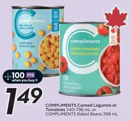 Sobeys Compliments canned legumes or tomatoes offer