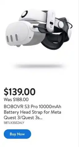 Walmart BOBOVR S3 Pro 10000mAh Battery Head Strap for Meta Quest 3/Quest 3s... offer