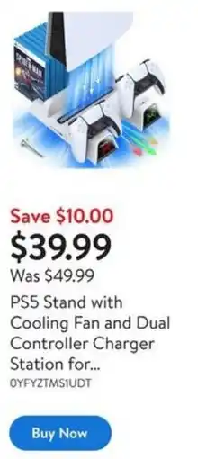 Walmart PS5 Stand with Cooling Fan and Dual Controller Charger Station for... offer