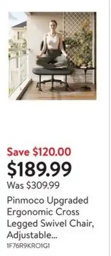 Walmart Pinmoco Upgraded Ergonomic Cross Legged Swivel Chair, Adjustable... offer