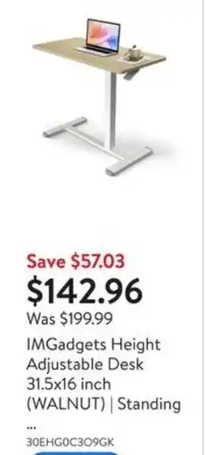 Walmart IMGadgets Height Adjustable Desk 31.5x16 inch offer