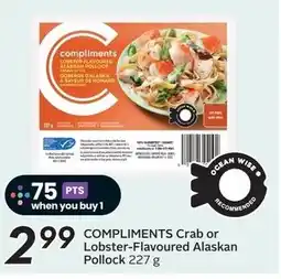 Sobeys Compliments crab or lobster-flavoured alaskan pollock offer