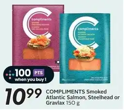 Sobeys Compliments smoked atlantic salmon, steelhead or gravlax offer