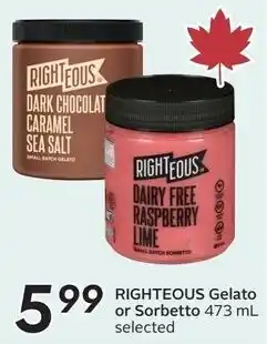 Sobeys Righteous gelato or sorbetto offer