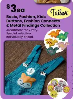 Fabricland Basic, Fashion, Kids Buttons, Fashion Connects & Metal Findings Collection offer