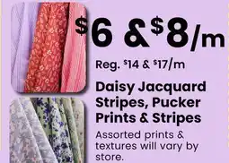 Fabricland Daisy Jacquard Stripes, Pucker Prints & Stripes offer