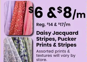 Fabricland Daisy Jacquard Stripes, Pucker Prints & Stripes offer