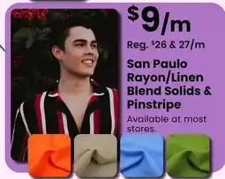 Fabricland San Paulo Rayon/Linen Blend Solids & Pinstripe offer