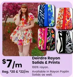 Fabricland Deirdre Rayon Solids & Prints offer