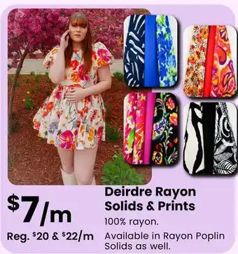 Fabricland Deirdre Rayon Solids & Prints offer