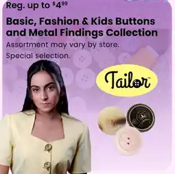 Fabricland Basic, Fashion & Kids Buttons and Metal Findings Collection offer