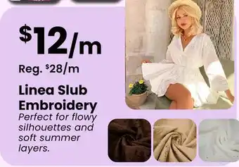 Fabricland Linea Slub Embroidery offer
