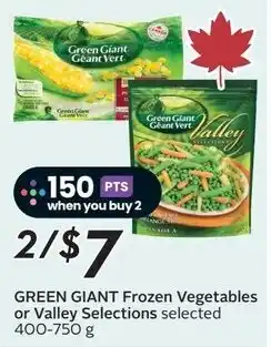 Sobeys Green giant frozen vegetables or valley selections offer