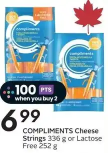Sobeys Compliments cheese strings or lactose free offer