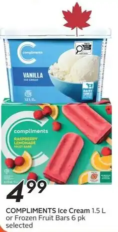 Sobeys Compliments ice cream or frozen fruit bars offer