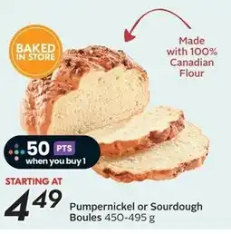 Sobeys Pumpernickel or sourdough boules offer
