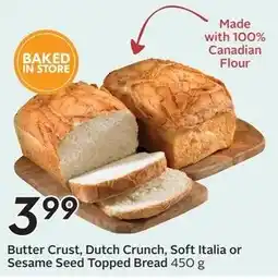Sobeys Butter Crust, Dutch Crunch, Soft Italia or sesame seed topped bread offer