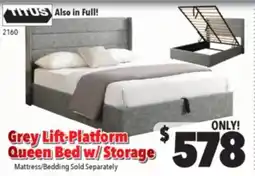 Surplus Furniture Grey Linen Platform-Lift Queen Bed w/ Storage offer