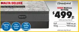 Surplus Furniture Malta Deluxe Queen Mattress Set offer