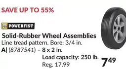 Princess Auto 8 x 2 in. Load capacity: 250 lb. Solid-Rubber Wheel Assemblies offer