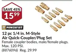 Princess Auto 12 pc 1/4 in. M-Style Air Quick-Coupler/Plug Set offer