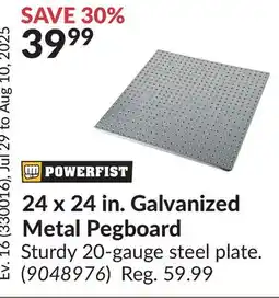 Princess Auto 24 x 24 in. Galvanized Metal Pegboard offer
