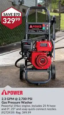 Princess Auto 2.3 GPM @ 2,700 PSI Gas Pressure Washer offer